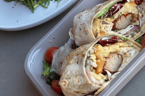 Chicken Sausage, Bacon, Egg, Potato Hash And Bean Breakfast Wrap