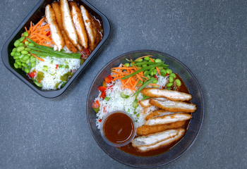 Jack Daniels Influenced Fried Chicken Strips Edamame & Peppered Rice (JD Sauce Tub)